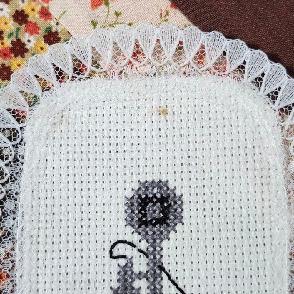 Vintage Handmade Patchwork Address Book Floral Cross Stitch Phone Cottagecore